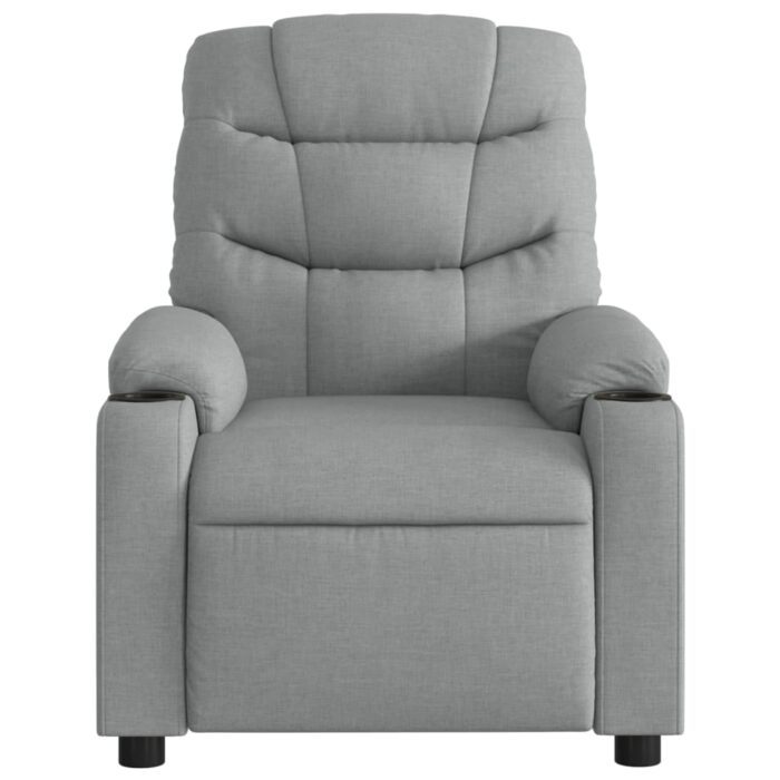 Fauteuil inclinable de massage gris clair tissu – Image 5
