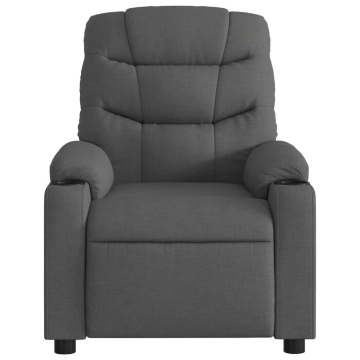 Fauteuil inclinable de massage gris foncé tissu – Image 5