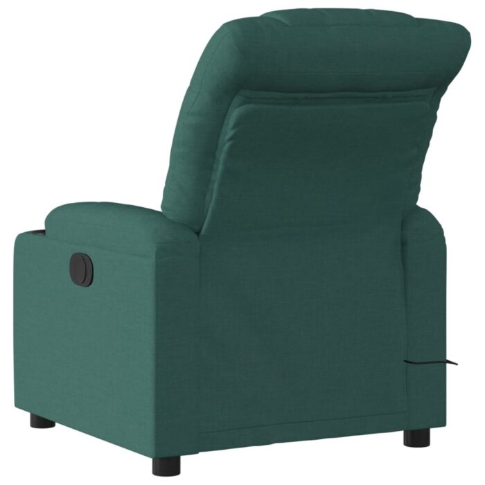 Fauteuil inclinable de massage vert foncé tissu – Image 2