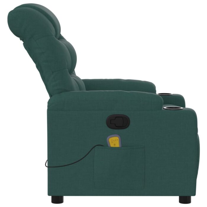 Fauteuil inclinable de massage vert foncé tissu – Image 6
