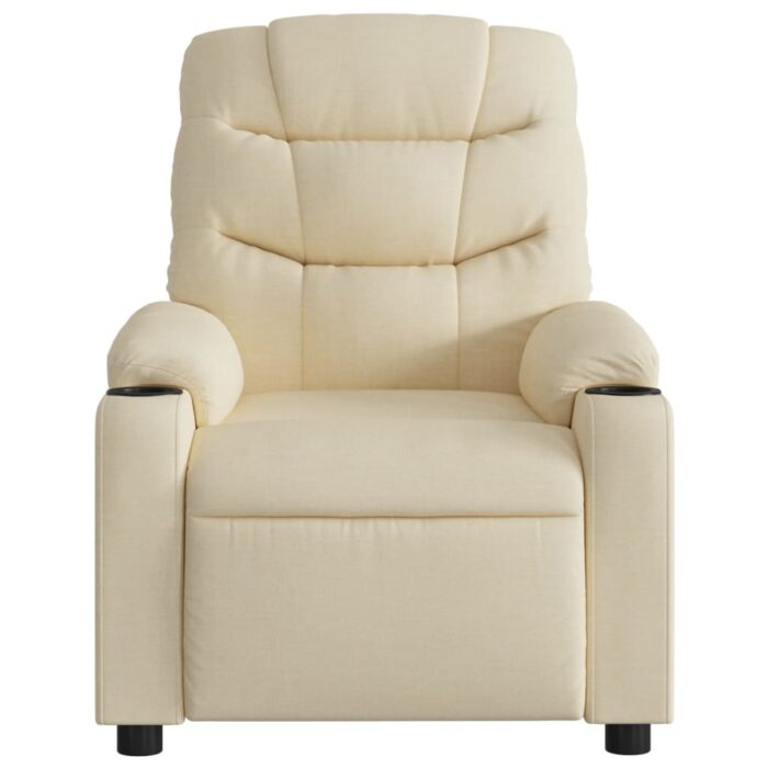 Fauteuil inclinable de massage crème tissu – Image 5