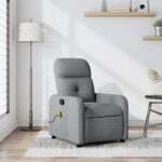 Fauteuil inclinable de massage gris clair tissu