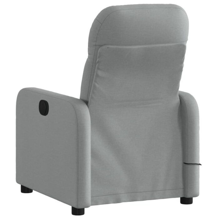 Fauteuil inclinable de massage gris clair tissu – Image 2