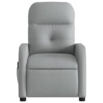 Fauteuil inclinable de massage gris clair tissu – Image 5