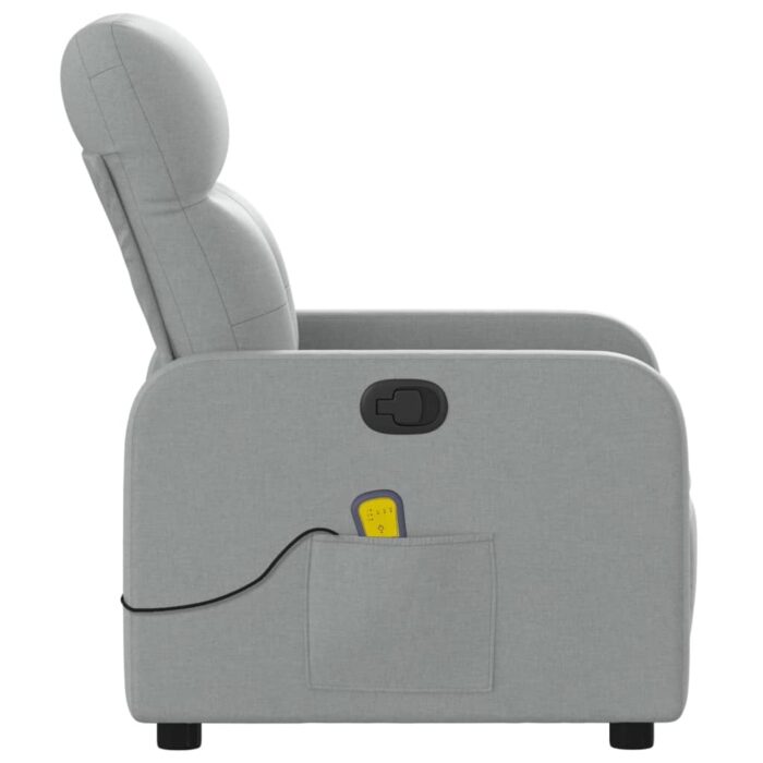 Fauteuil inclinable de massage gris clair tissu – Image 6