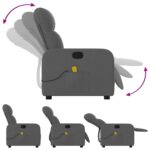 Fauteuil inclinable de massage gris foncé tissu – Image 3