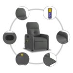 Fauteuil inclinable de massage gris foncé tissu – Image 4