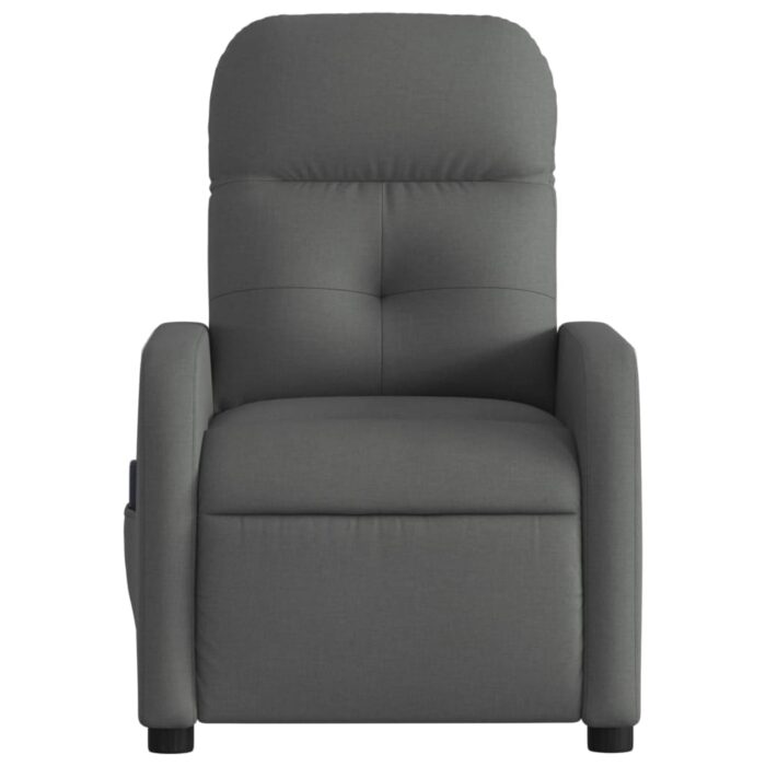 Fauteuil inclinable de massage gris foncé tissu – Image 5