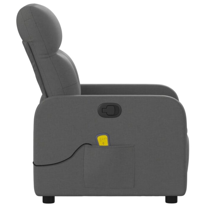 Fauteuil inclinable de massage gris foncé tissu – Image 6