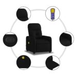 Fauteuil inclinable de massage noir tissu – Image 4