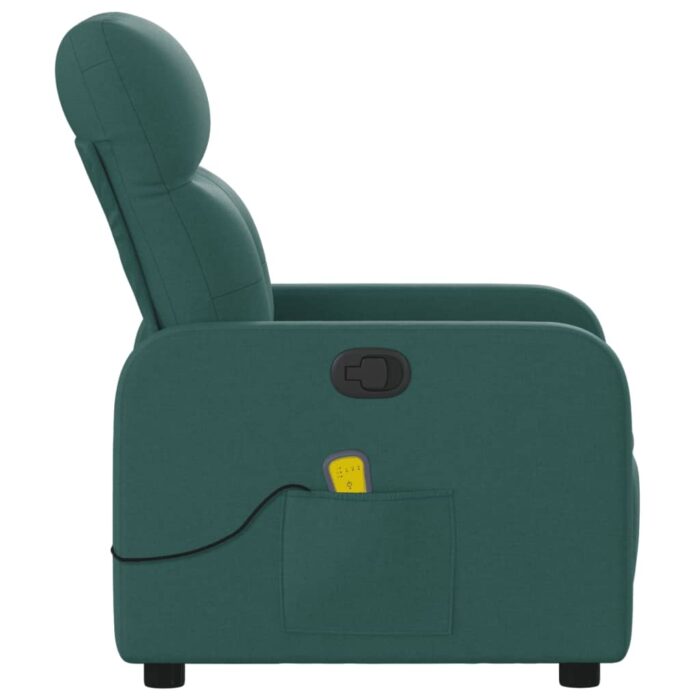 Fauteuil inclinable de massage vert foncé tissu – Image 6