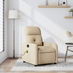 Fauteuil inclinable de massage crème tissu