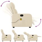 Fauteuil inclinable de massage crème tissu – Image 3