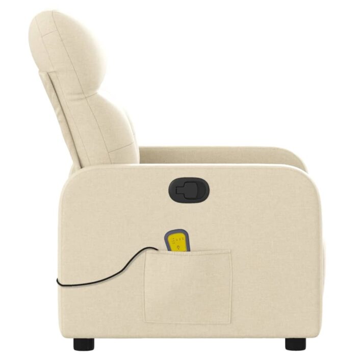 Fauteuil inclinable de massage crème tissu – Image 6