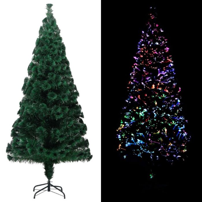 321029_1.jpg Sapin de Noël artificiel avec support vert 210 cm fibre optique – Image 1