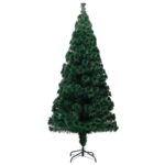 Sapin de Noël artificiel avec support vert 210 cm fibre optique – Image 2