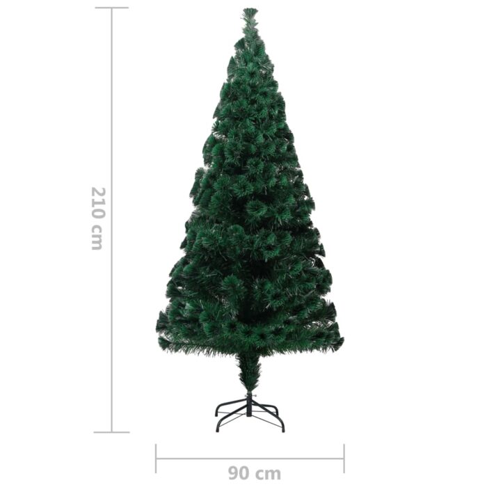 Sapin de Noël artificiel avec support vert 210 cm fibre optique – Image 8