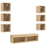 Unités murales TV avec LED 8 pcs chêne sonoma bois d'ingénierie – Image 3