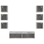 Unités murales TV avec LED 8 pcs gris béton bois d'ingénierie – Image 4