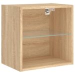 Unités murales TV avec LED 5 pcs chêne sonoma bois d'ingénierie – Image 7