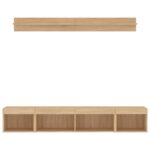 Unités murales TV avec LED 5 pcs chêne sonoma bois d'ingénierie – Image 4