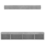 Unités murales TV avec LED 5 pcs gris béton bois d'ingénierie – Image 4