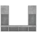 Unités murales TV avec LED 5 pcs gris béton bois d'ingénierie – Image 5
