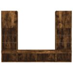 Unités murales TV avec LED 5 pcs chêne fumé bois d'ingénierie – Image 5