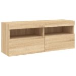 Unités murales TV avec LED 5 pcs chêne sonoma bois d'ingénierie – Image 8