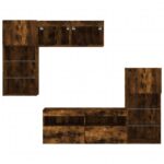 Unités murales TV avec LED 5 pcs chêne fumé bois d'ingénierie – Image 5