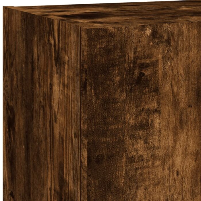 Unités murales TV avec LED 5 pcs chêne fumé bois d'ingénierie – Image 9