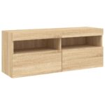 Ensemble de meubles TV muraux 7pcs et lumières LED chêne sonoma – Image 6