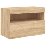 Ensemble de meubles TV muraux 7pcs et lumières LED chêne sonoma – Image 7