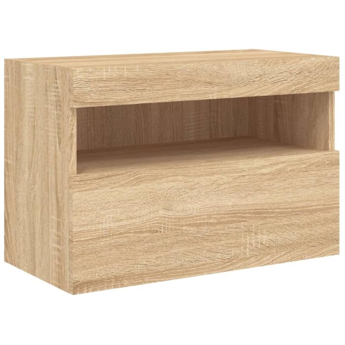 Ensemble de meubles TV muraux 7pcs et lumières LED chêne sonoma – Image 7
