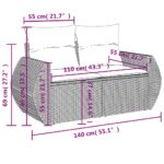 Salon de jardin 7 pcs avec coussins noir résine tressée – Image 8