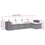 Salon de jardin 5 pcs avec coussins noir résine tressée – Image 6