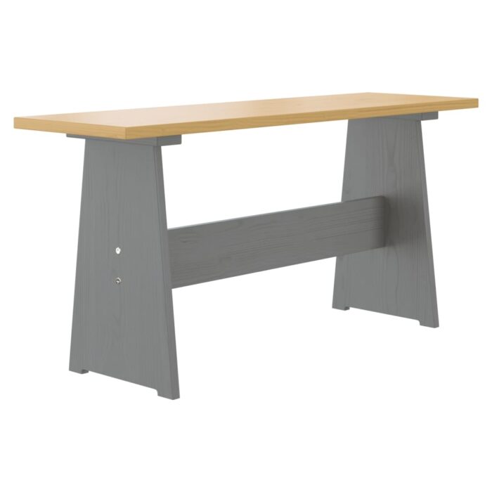 Table à manger et banc REINE marron miel gris bois pin solide – Image 2
