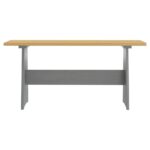 Table à manger et banc REINE marron miel gris bois pin solide – Image 3