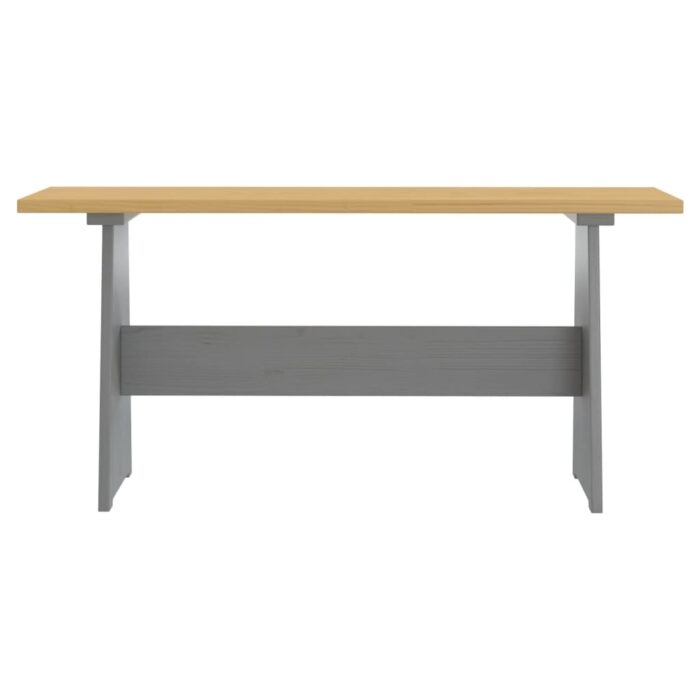 Table à manger et banc REINE marron miel gris bois pin solide – Image 3