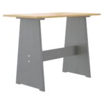 Table à manger et banc REINE marron miel gris bois pin solide – Image 4