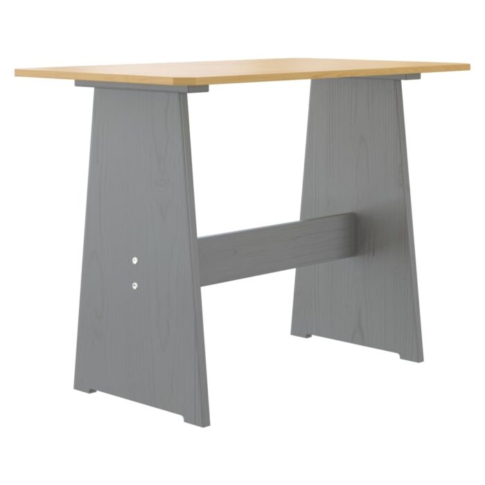 Table à manger et banc REINE marron miel gris bois pin solide – Image 4