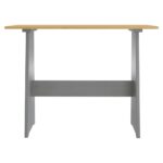 Table à manger et banc REINE marron miel gris bois pin solide – Image 5