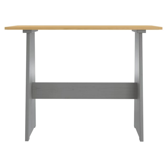 Table à manger et banc REINE marron miel gris bois pin solide – Image 5