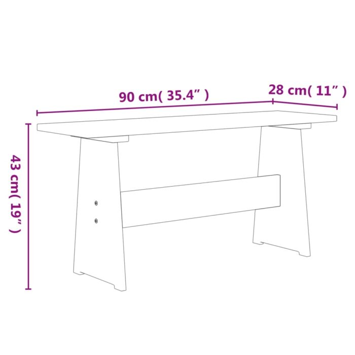 Table à manger et banc REINE marron miel gris bois pin solide – Image 6