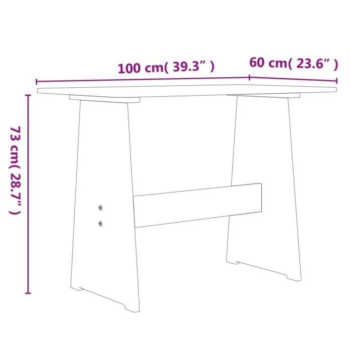 Table à manger et banc REINE marron miel gris bois pin solide – Image 7
