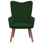 Chaise de relaxation avec repose-pied Vert foncé Velours – Image 5