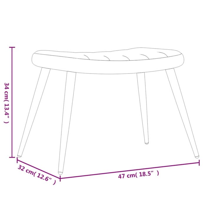 Chaise de relaxation avec tabouret Rouge bordeaux Velours – Image 10