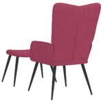 Chaise de relaxation avec tabouret Rouge bordeaux Velours – Image 3
