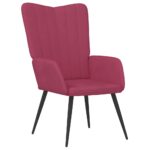 Chaise de relaxation avec tabouret Rouge bordeaux Velours – Image 4
