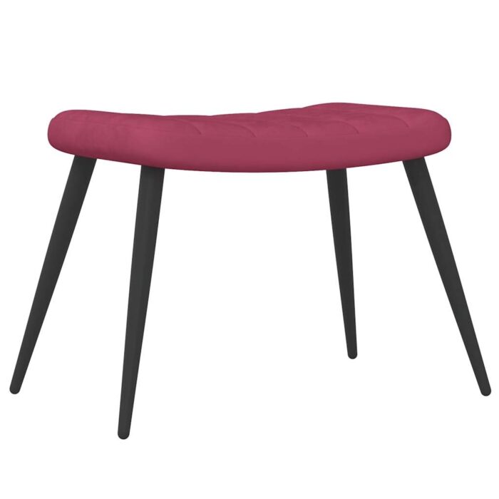 Chaise de relaxation avec tabouret Rouge bordeaux Velours – Image 5